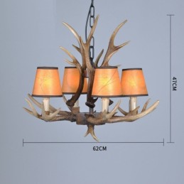 4 Lehké rustikální umělecké Retro Antler starožitný lustr se stínidly