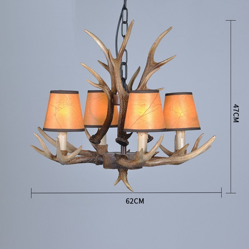 4 Lehké rustikální umělecké Retro Antler starožitný lustr se stínidly