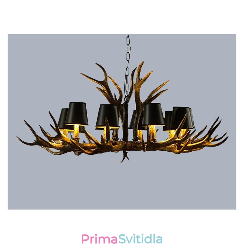 Retro starožitný lustr Antler se stínidly