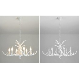 6 Světle bílý rustikální umělecký Retro Antler starožitný lustr