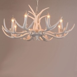 8 Světle bílý rustikální umělecký Retro Antler starožitný lustr
