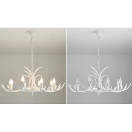 8 Světle bílý rustikální umělecký Retro Antler starožitný lustr