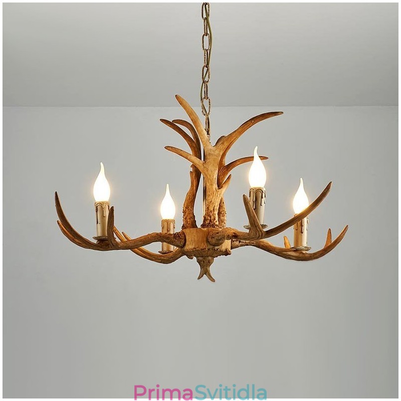 4 Lehký rustikální umělecký Retro Antler starožitný lustr
