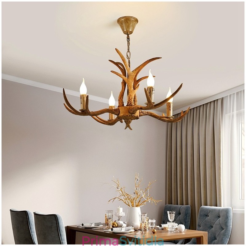 4 Lehký rustikální umělecký Retro Antler starožitný lustr