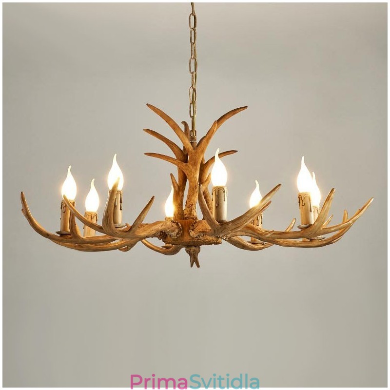8 Lehký rustikální umělecký Retro Antler starožitný lustr