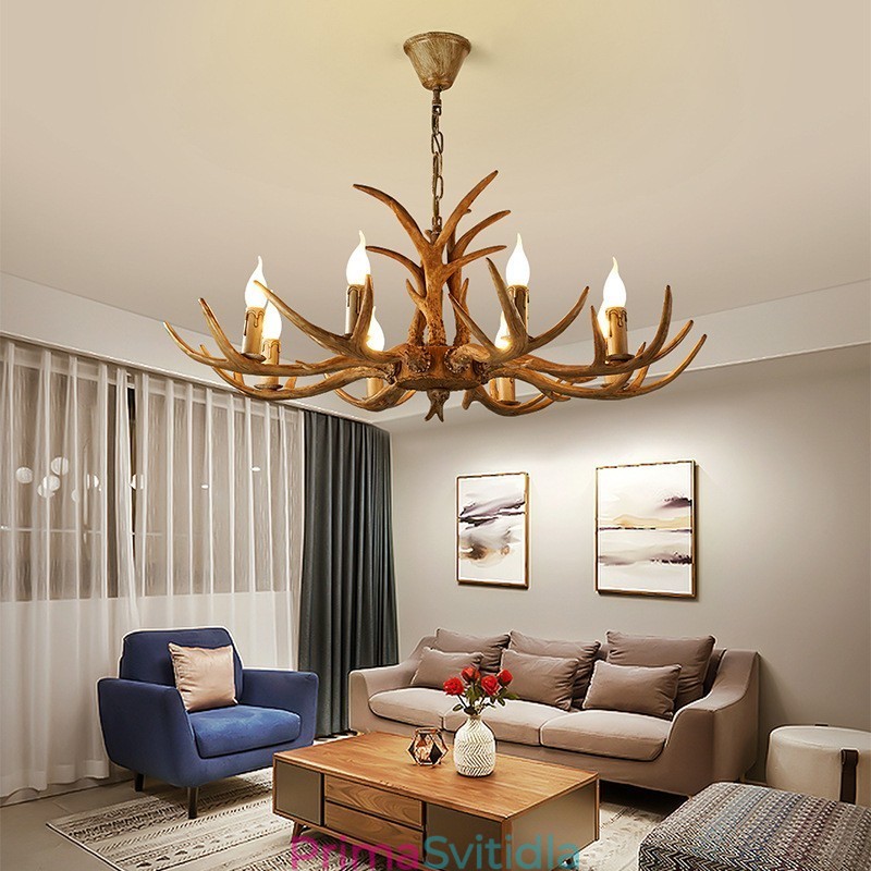 8 Lehký rustikální umělecký Retro Antler starožitný lustr