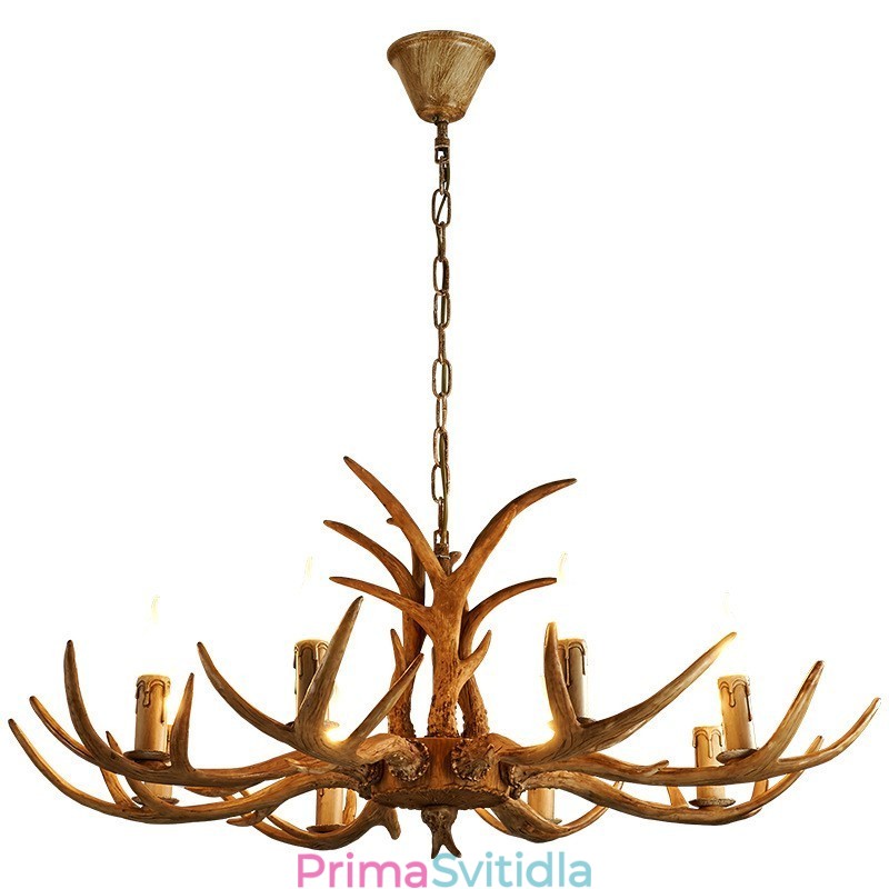 8 Lehký rustikální umělecký Retro Antler starožitný lustr