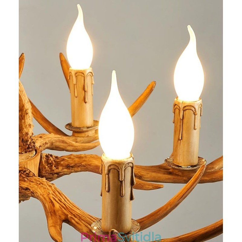 8 Lehký rustikální umělecký Retro Antler starožitný lustr