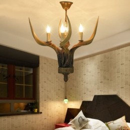 4 Lehké rustikální umělecké Retro Antler starožitný lustr