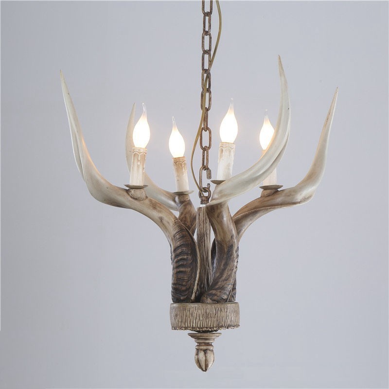 4 Lehké rustikální umělecké Retro Antler starožitný lustr