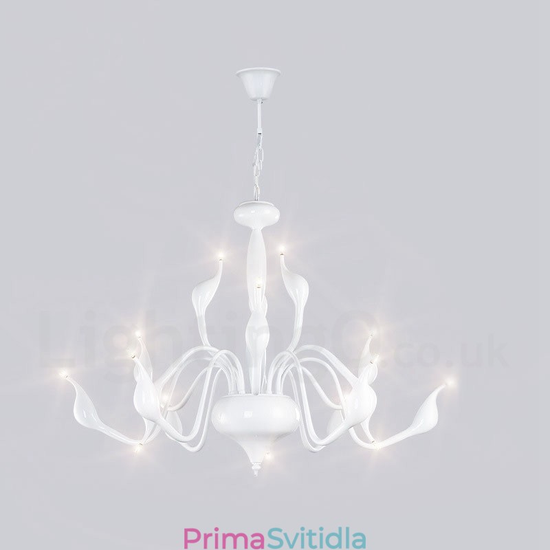 15 Světle bílý moderní moderní galvanicky pokovený kovový lustr
