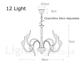 12 Light Modern Swan Černý kovový závěsný lustr