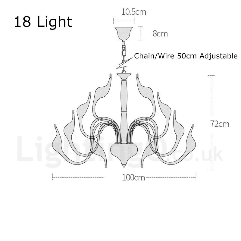18 světel Stainless Post Modern Swan Lustr Light G4 Chrome Finished