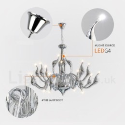 18 světel Stainless Post Modern Swan Lustr Light G4 Chrome Finished