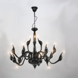 18 světel Stainless Post Modern Swan Lustr Light G4 Black Dokončeno