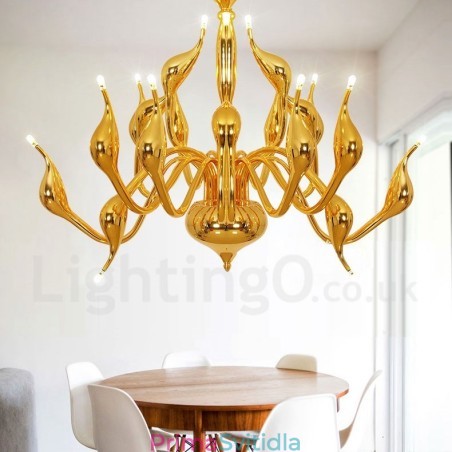 18 světel Stainless Post Modern Swan Lustr Light G4 zlatá povrchová úprava 18 světel Stainless Post Modern Swan Lustr Light G4 zlatá povrchová úprava