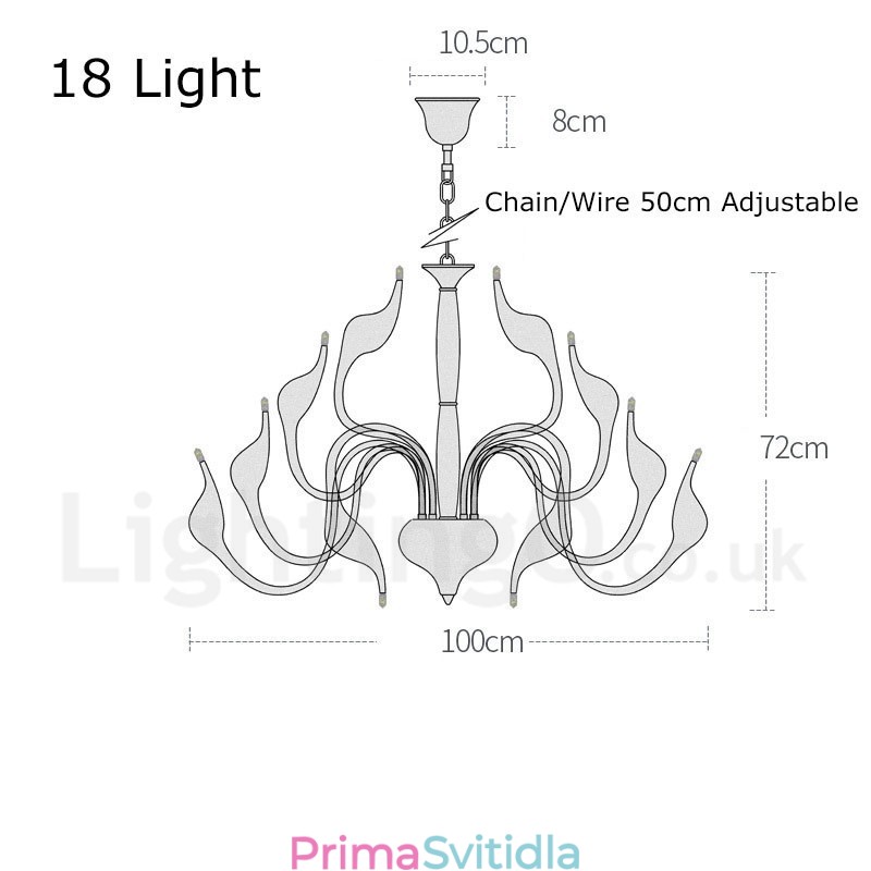 18 světel Stainless Post Modern Swan Lustr Light G4 zlatá povrchová úprava