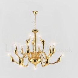 18 světel Stainless Post Modern Swan Lustr Light G4 zlatá povrchová úprava
