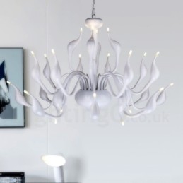 24 světel Moderní lustrové světlo Swan G4 Bílé pokovování