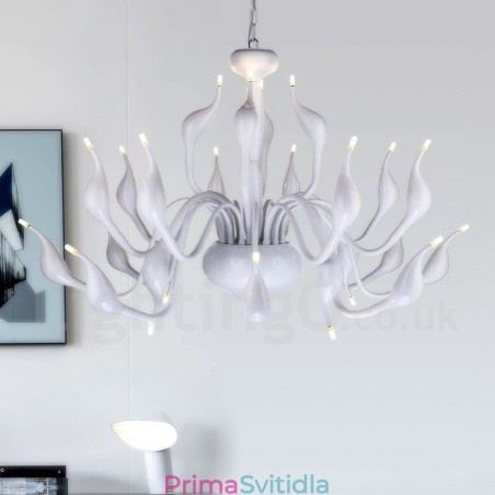 24 světel Moderní lustrové světlo Swan G4 Bílé pokovování 24 světel Moderní lustrové světlo Swan G4 Bílé pokovování