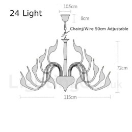 24 světel Moderní lustr Swan Light G4 zlacení