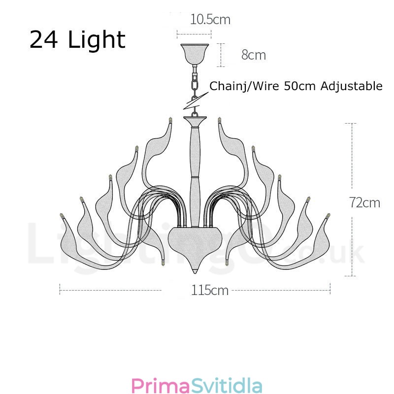 24 světel Moderní lustr Swan Light G4 zlacení
