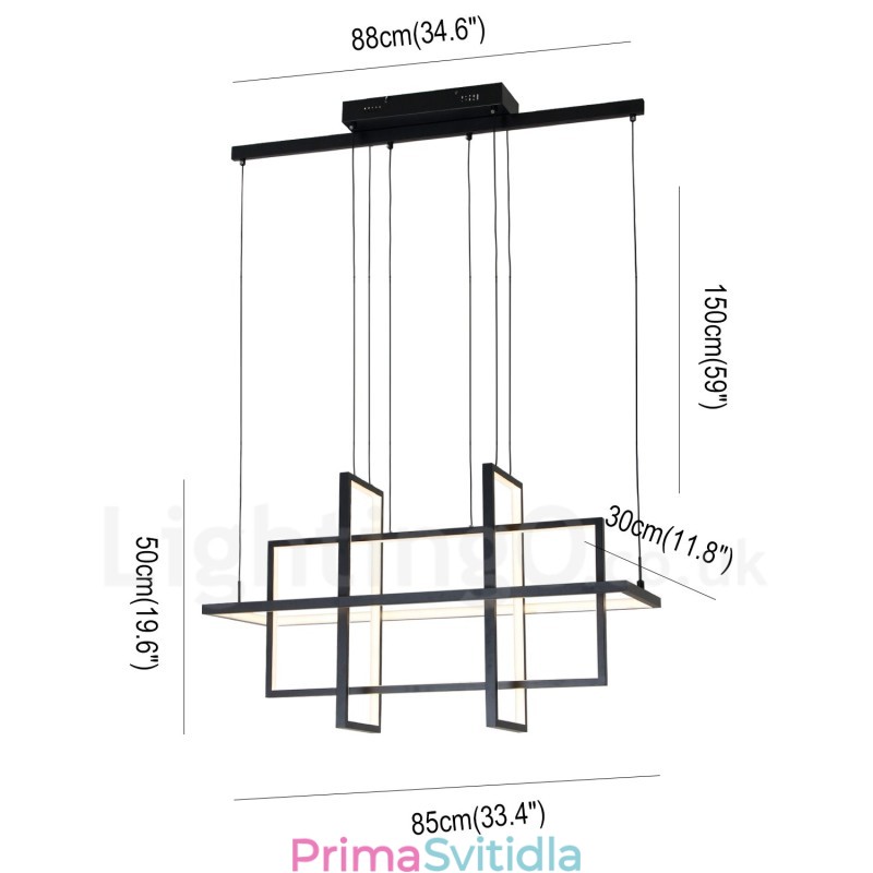 Stmívatelné závěsné svítidlo moderní design čtyři obdélníky