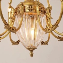 Luxusní francouzská celoměděná křišťálová lampa Jídelní svítidlo Lustr