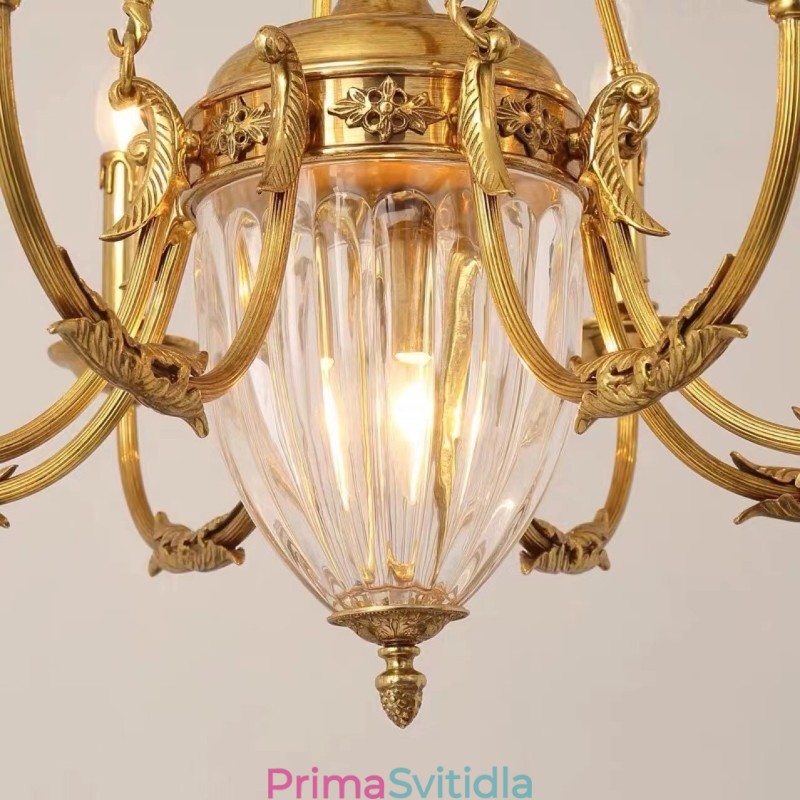 Luxusní francouzská celoměděná křišťálová lampa Jídelní svítidlo Lustr