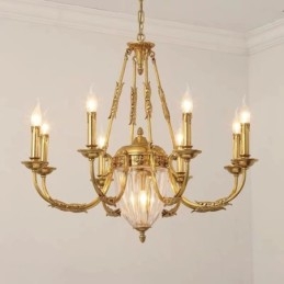 Luxusní francouzská celoměděná křišťálová lampa Jídelní svítidlo Lustr