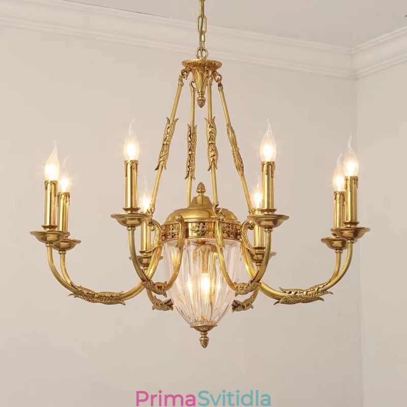 Luxusní francouzská celoměděná křišťálová lampa Jídelní svítidlo Lustr