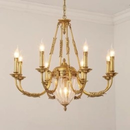Luxusní francouzská celoměděná křišťálová lampa Jídelní svítidlo Lustr