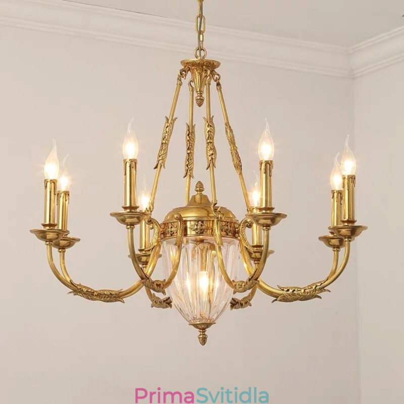 Luxusní francouzská celoměděná křišťálová lampa Jídelní svítidlo Lustr