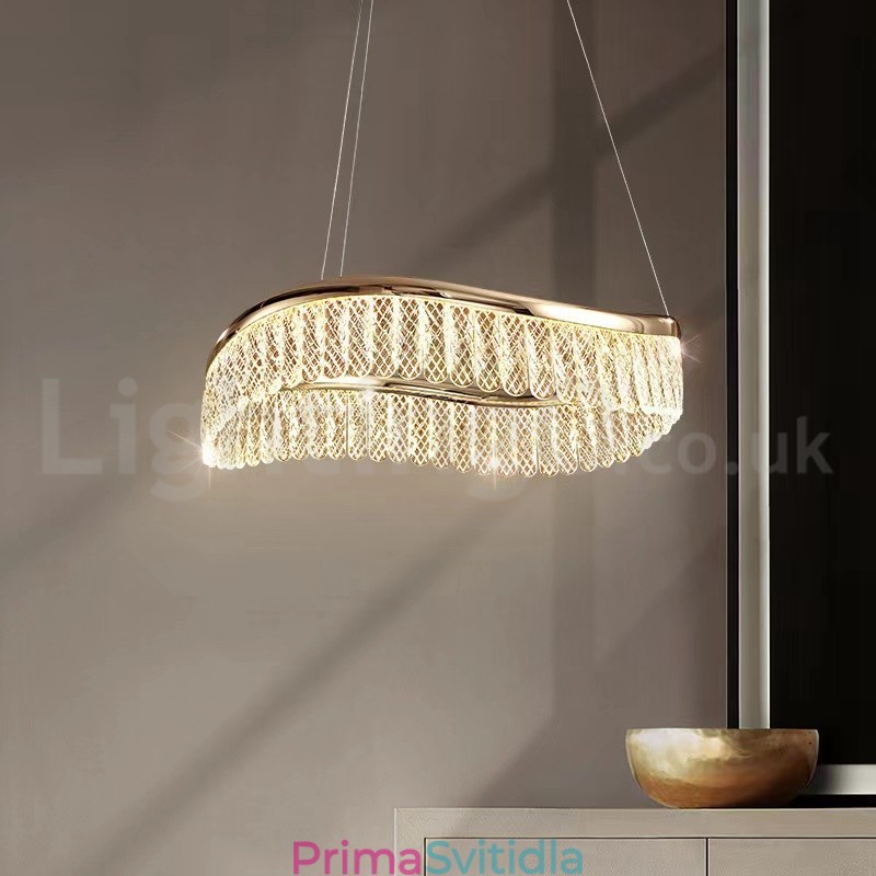 Čtvercové křišťálové závěsné svítidlo 1 2 kroužky K9 Crystal vnitřní stropní svítidlo
