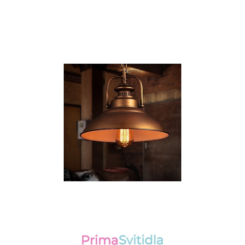 Retro závěsné světlo s kovovým deštníkem ve starém továrním stylu