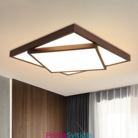 Dvoupatrové čtvercové dřevo z černého ořechu Moderní současný severský styl Dřevěné stropní svítidlo se zapuštěnou montáží lze také použít jako nástěnné svítidlo Dvoupatrové čtvercové dřevo z černého ořechu Moderní současný severský styl Dřevěné stropní svítidlo se zapuštěnou montáží lze také použít jako nástěnné svítidlo