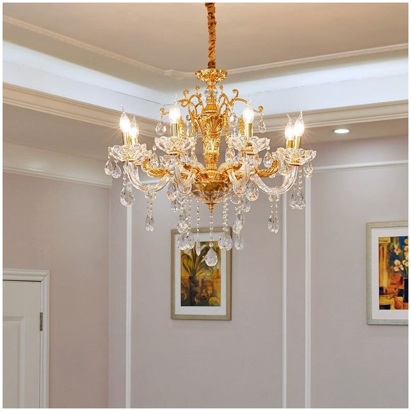 6 Light 8 Light Luxury Gold Barva Crystal Candle Luster