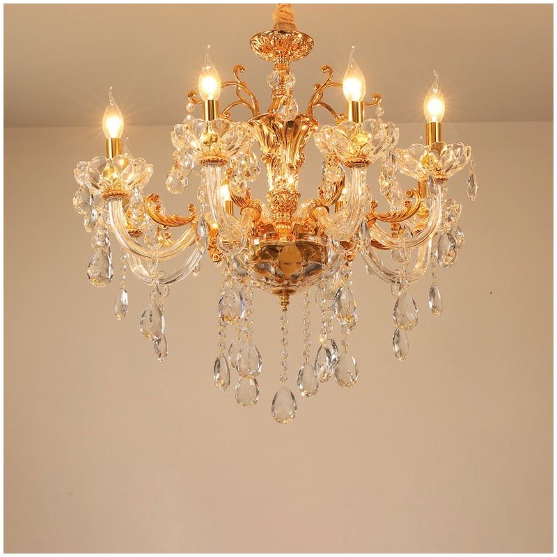 6 Light 8 Light Luxury Gold Barva Crystal Candle Luster