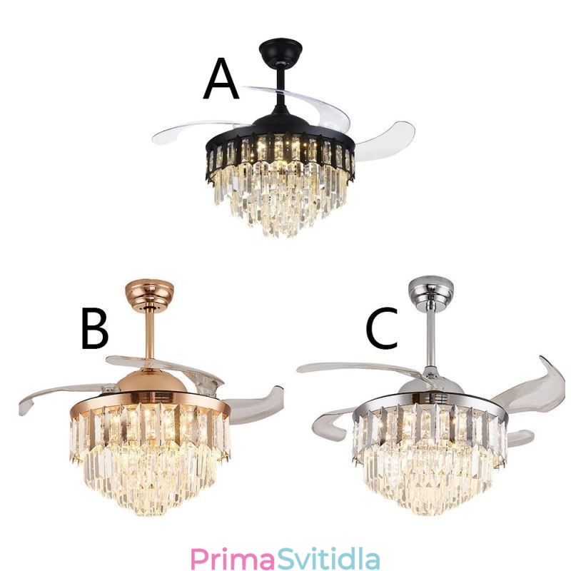 Zatahovací stropní ventilátor Light Crystal stropní ventilátor