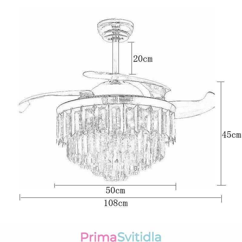 Zatahovací stropní ventilátor Light Crystal stropní ventilátor