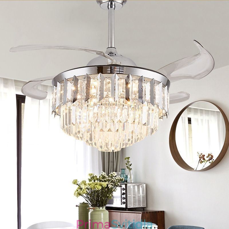 Zatahovací stropní ventilátor Light Crystal stropní ventilátor