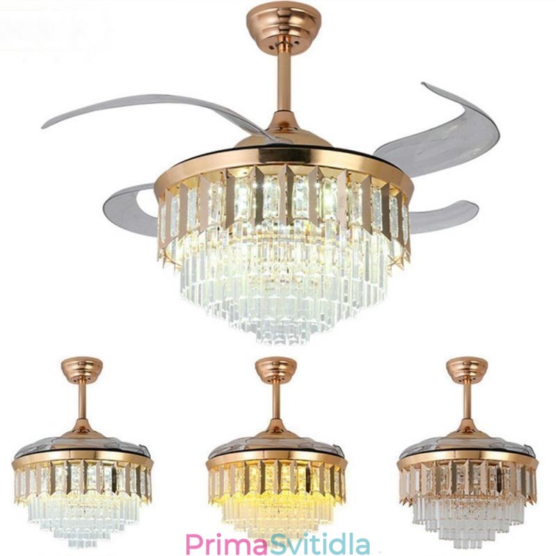 Zatahovací stropní ventilátor Light Crystal stropní ventilátor