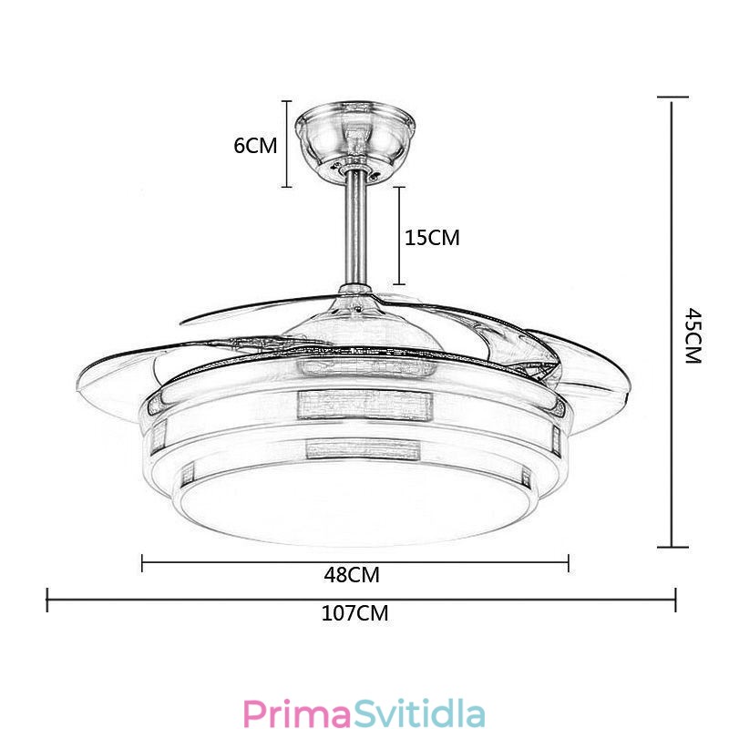 Moderní stropní ventilátorová lampa ABS ventilátorová čepel Akrylové osvětlení