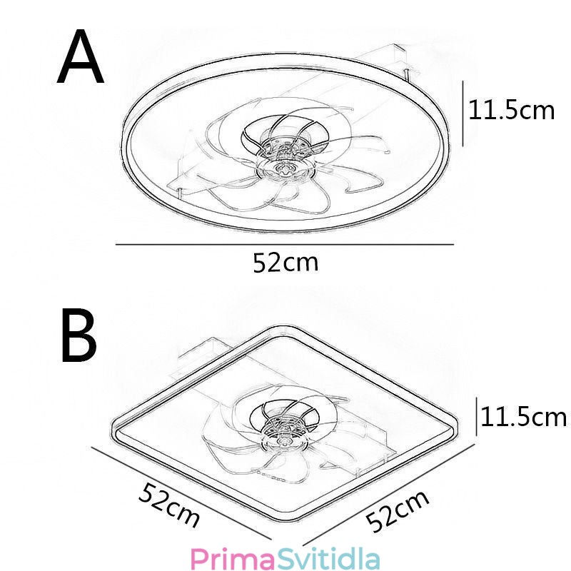 Moderní stropní ventilátor s dálkovým ovládáním světel