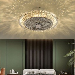 Křišťálový stropní ventilátor Light Gold kulatá stropní lampa