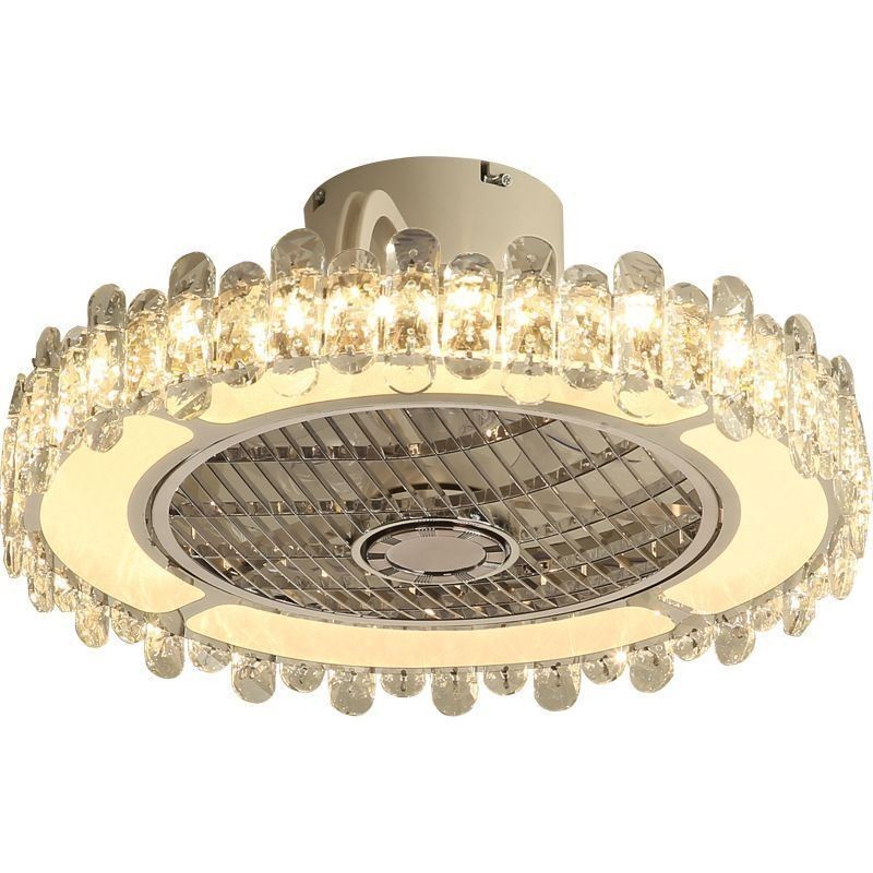 Křišťálový stropní ventilátor Light Gold kulatá stropní lampa