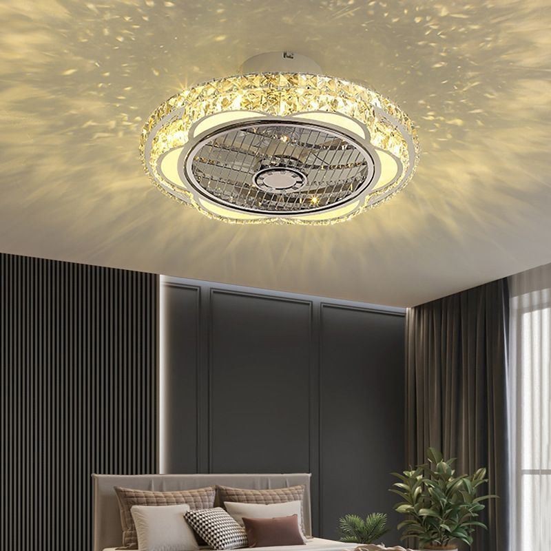 Křišťálový stropní ventilátor Light Gold kulatá stropní lampa