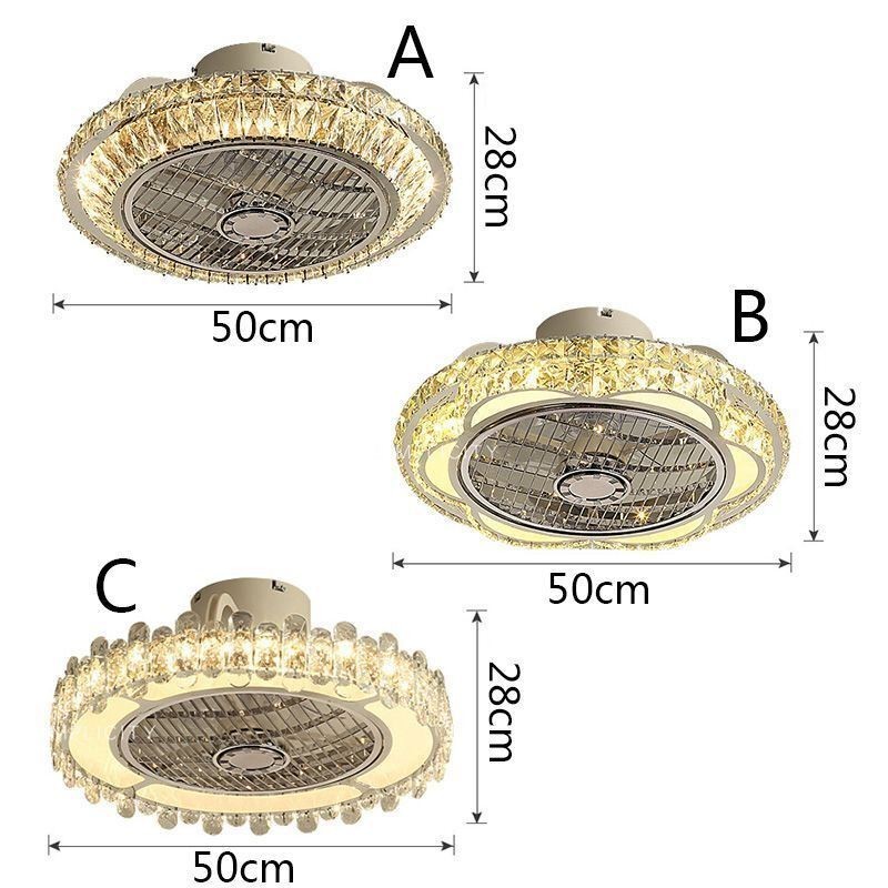 Křišťálový stropní ventilátor Light Gold kulatá stropní lampa