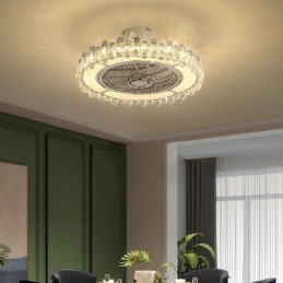 Křišťálový stropní ventilátor Light Gold kulatá stropní lampa