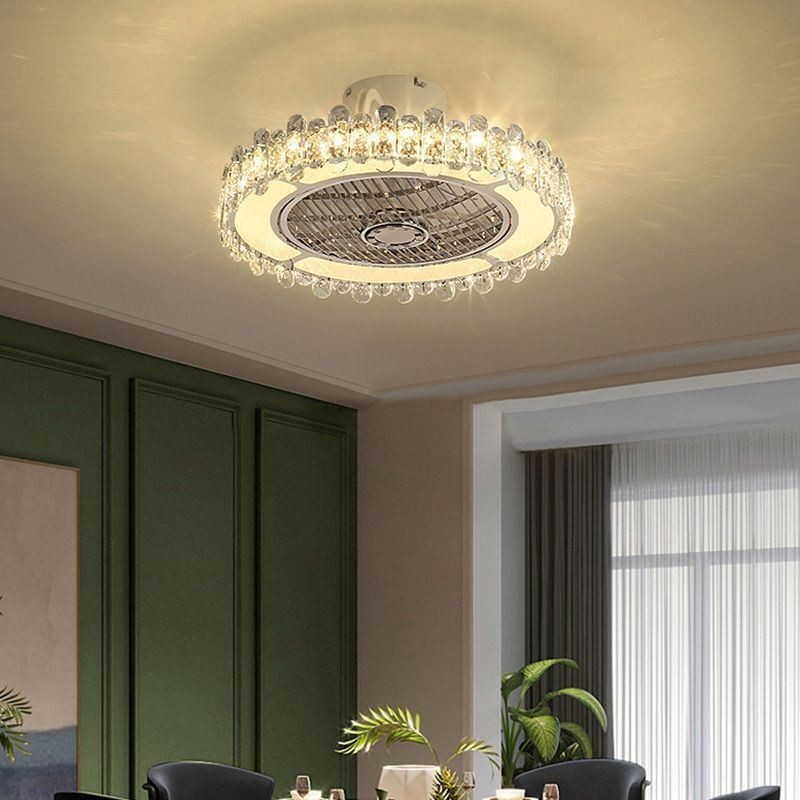 Křišťálový stropní ventilátor Light Gold kulatá stropní lampa